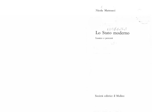 Lo Stato moderno. Lessico e percorsi