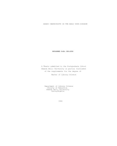 Arabic manuscripts in the early Nupe kingdom