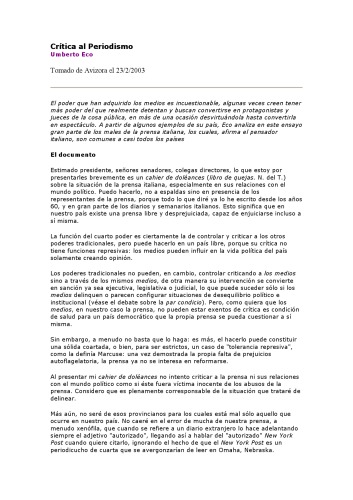 Crítica al periodismo