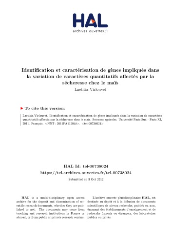 Identification et caractérisation de gènes impliqués dans la variation de caractères quantitatifs affectés par la sécheresse chez le maïs