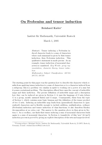 On Frobenius and tensor induction