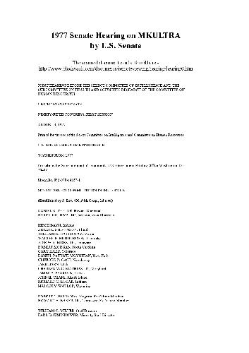 Senate Hearing on MKULTRA