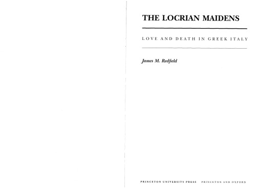 The Locrian Maidens: Love and Death in Greek Italy
