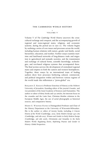 The Cambridge World History: Volume 5, Expanding Webs of Exchange and Conflict, 500CE-1500CE