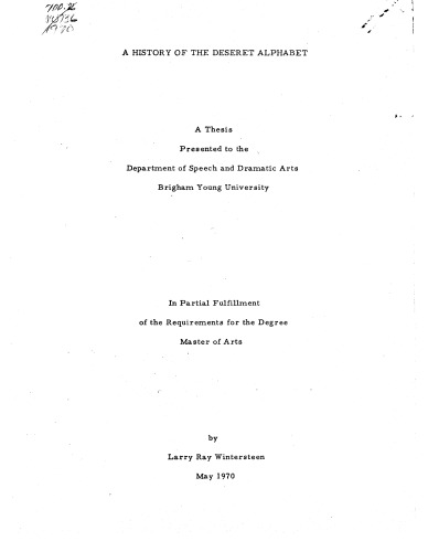 A history of the Deseret alphabet