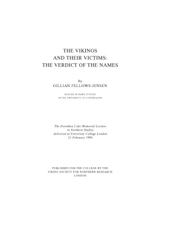 The Vikings and Their Victims: The Verdict of the Names