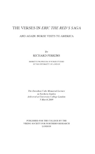 The Verses in "Eric the Red’s saga". And Again: Norse Visits to America