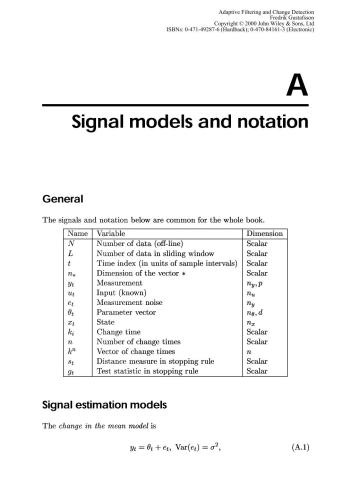 Adaptive filtering and Change Detection