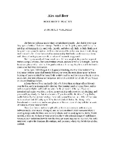 Ales And Beer - Home Brew In Practice