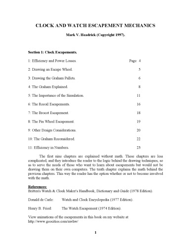 Clock and Watch Escapement Mechanics - Horology