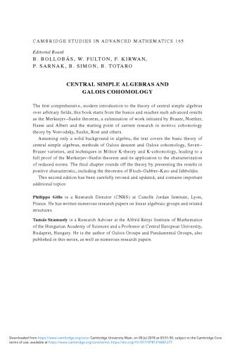 Central Simple Algebras and Galois Cohomology