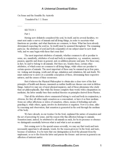 On Sense And The Sensible