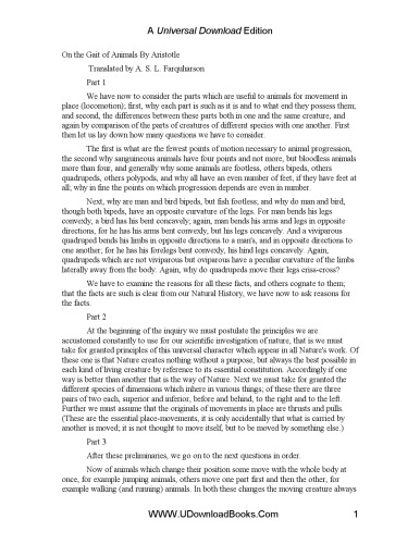 On The Gait Of Animals