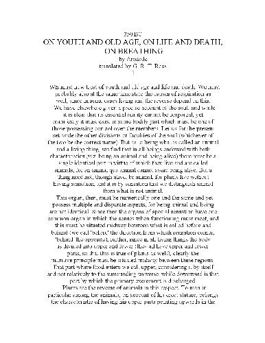 On Youth And Old Age, On Life And Death, On Breathing