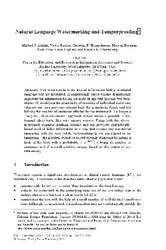 Natural Language Watermarking and Tamperproofing