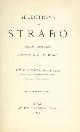 Selections from Strabo with an introduction on Strabo’s life and works