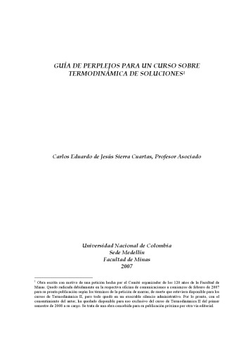 Guía de perplejos para un curso sobre termodinámica de soluciones