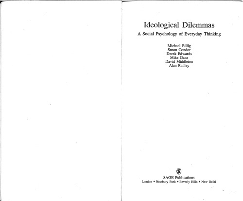 Ideological dilemmas: a social psychology of everyday thinking