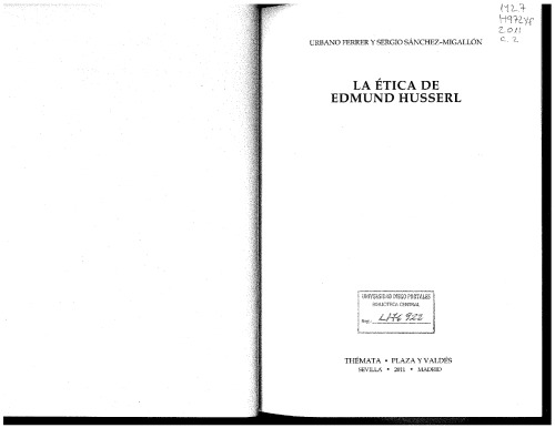 La ética de Edmund Husserl