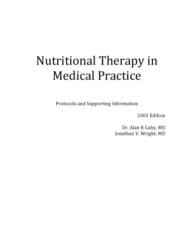 Nutritional therapy in medical practice (protocols and supporting information)