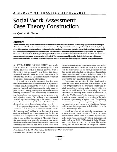 Social Work Assessment: Case Theory Construction