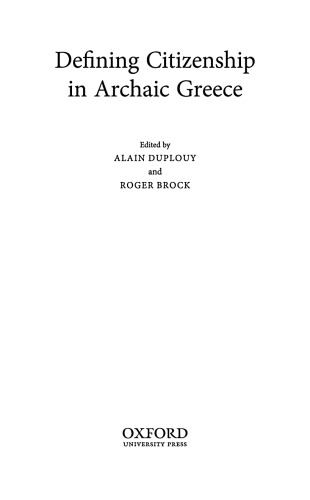 Defining Citizenship in Archaic Greece