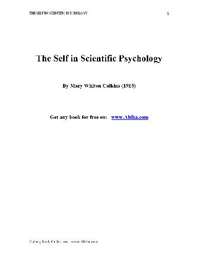 the self in scientific psychology