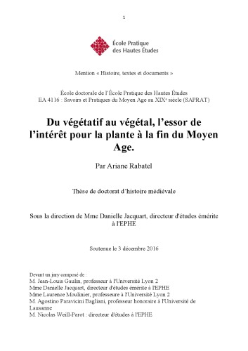 Du végétatif au végétal, l’essor de l’intérêt pour la plante à la fin du Moyen Âge