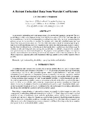 A Robust Embedded Data from Wavelet Coefficients