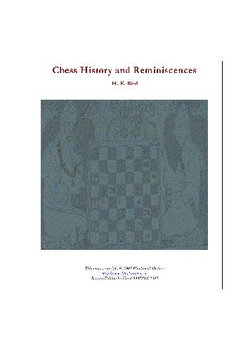 Chess History and Reminiscences