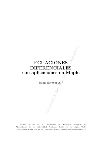 Ecuaciones diferenciales con aplicaciones en Maple