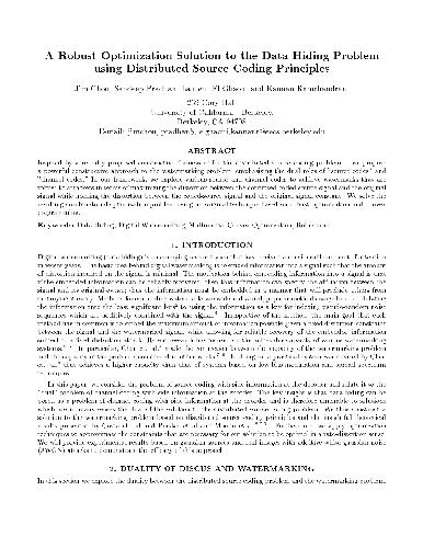 Watermarking Based On Duality With Distributed Source Coding