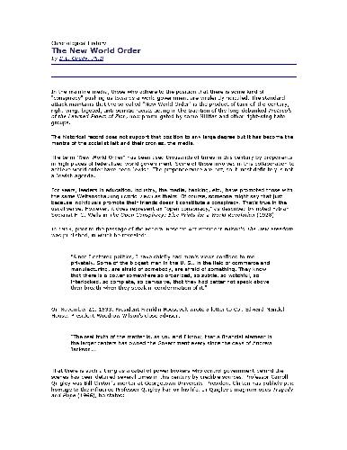 Chronological History of The New World Order