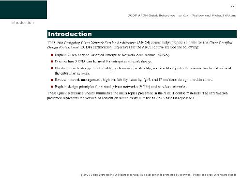 CCDP ARCH 642-873 Exam Quick Reference Sheets