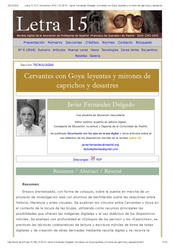 Cervantes con Goya: leyentes y mirones de caprichos y desastres