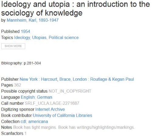 Ideology and utopia : an introduction to the sociology of knowledge