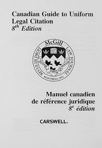 Canadian Guide to Uniform Legal Citation