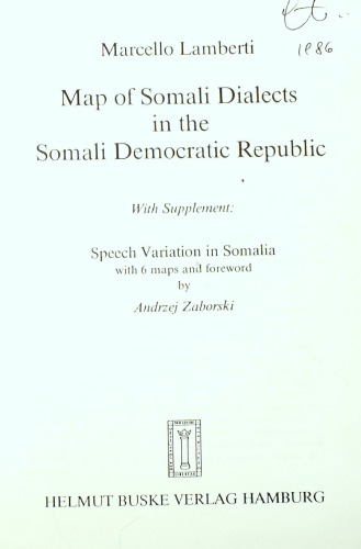 Map of the Somali Dialects in the Somali Democratic Republic