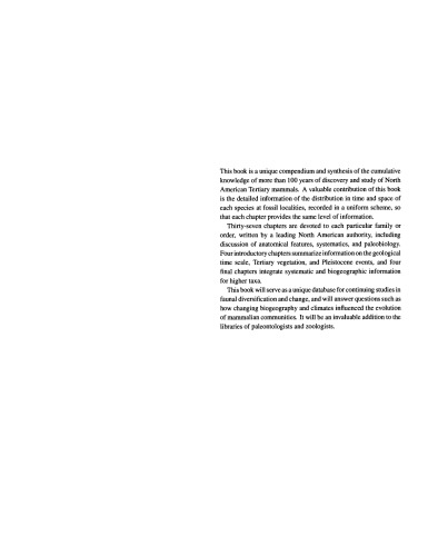 Evolution of Tertiary Mammals of North America