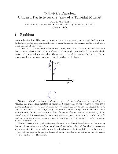 Cullwick’s Paradox: Charged Particleonthe Axisofa Toroidal Magnet