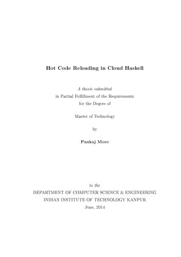 Hot Code Reloading in Cloud Haskell [M.Sc. thesis]