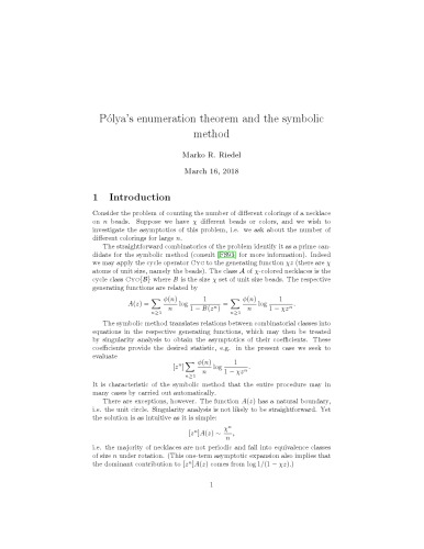 Pólya’s enumeration theorem and the symbolic method
