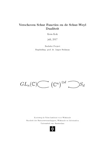 Verschoven Schur Functies en de Schur-Weyl Dualiteit