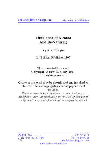 Distillation of Alcohol and Denaturing