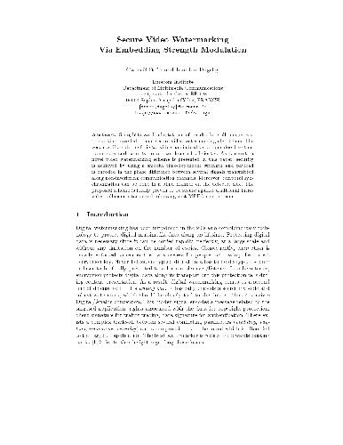 Secure Video Watermarking Via Embedding Strength Modulation