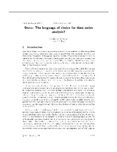 Stata- The Language Of Choice For Time Series Analysis