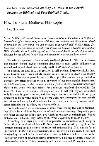 How to Study Medieval Philosophy