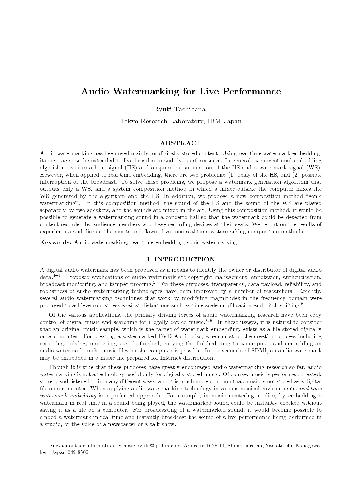 Audio Watermarking for Live Performance