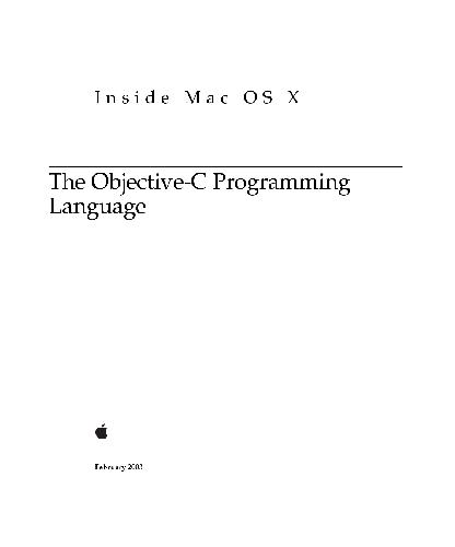 The Objective-C Programming Language - Inside Mac OS X