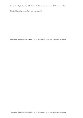 Foundation Physics for class X Book 1 for IIT JEE standard 10